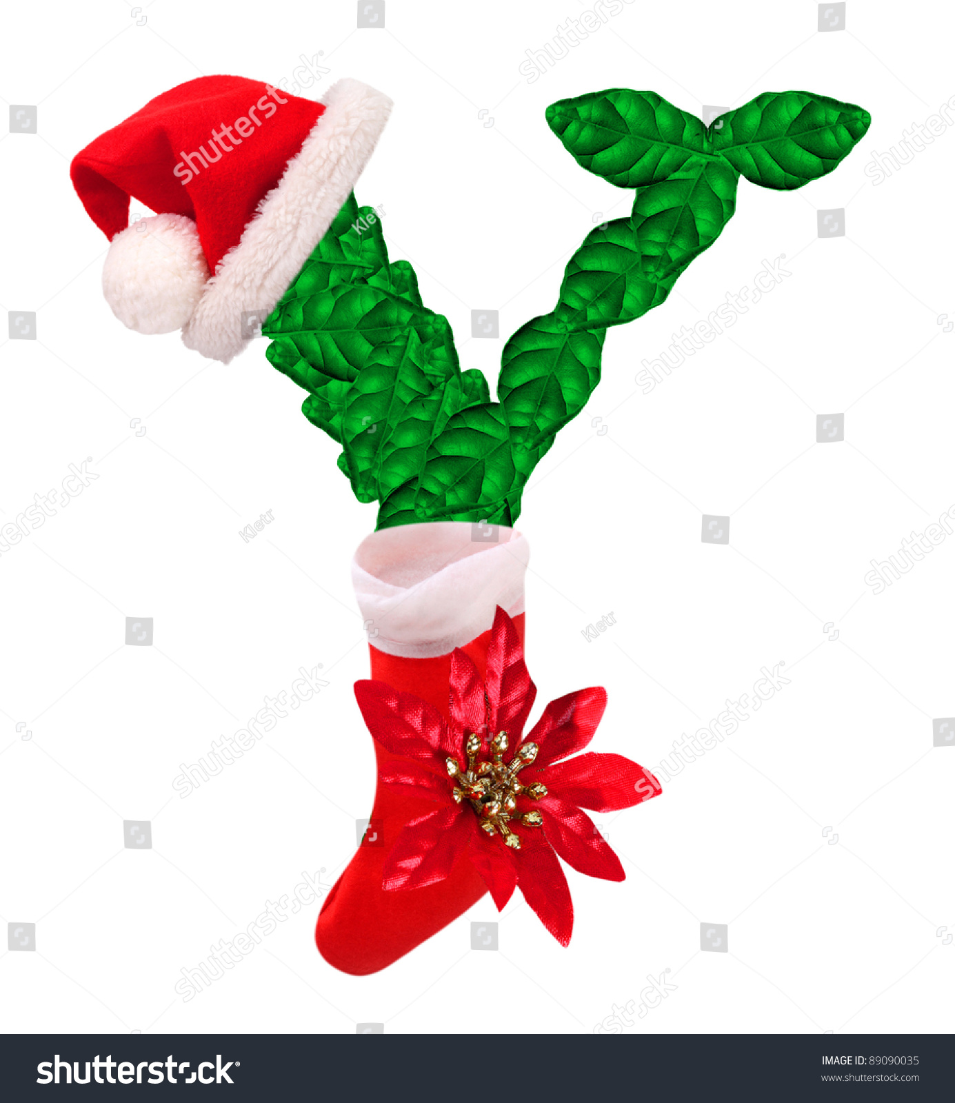 Christmas Letter With Santa Claus Cap And Stocking. One Part Of Great ...