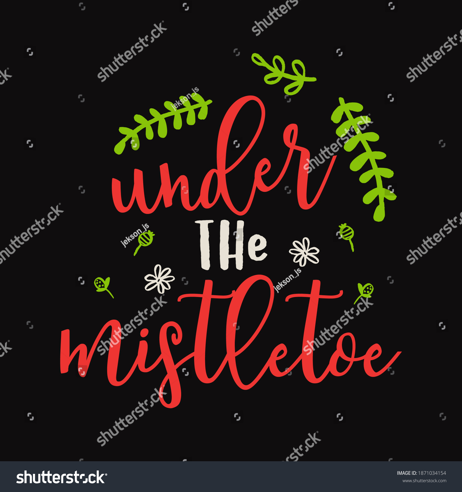 Christmas Lettering Quote Silhouette Calligraphy Poster Stock