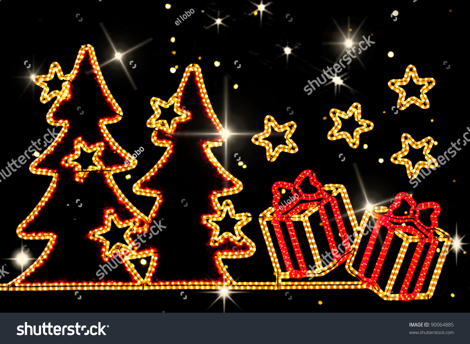 Christmas Neon Lights. Stock Photo 90064885 : Shutterstock