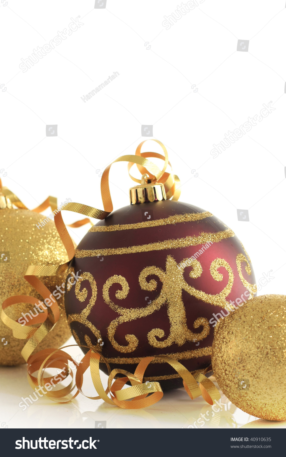 Burgundy And Gold Christmas Ornaments 