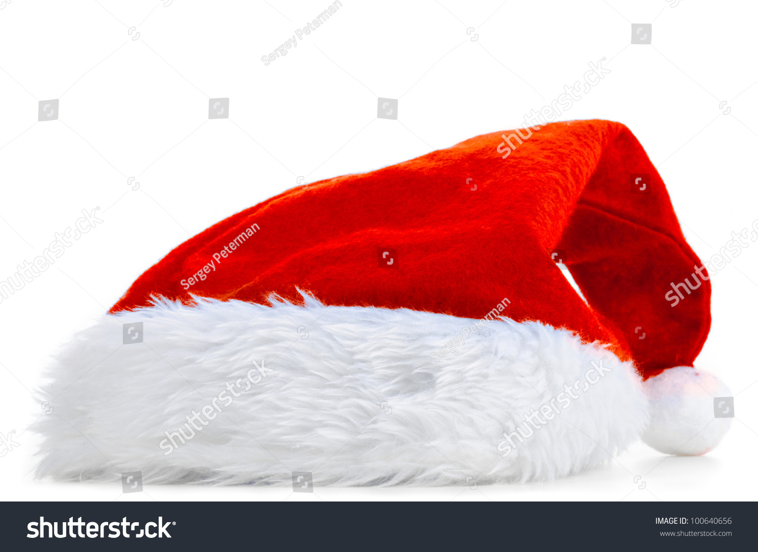 Christmas Santa Hat Cut Out White Stock Photo 100640656 - Shutterstock