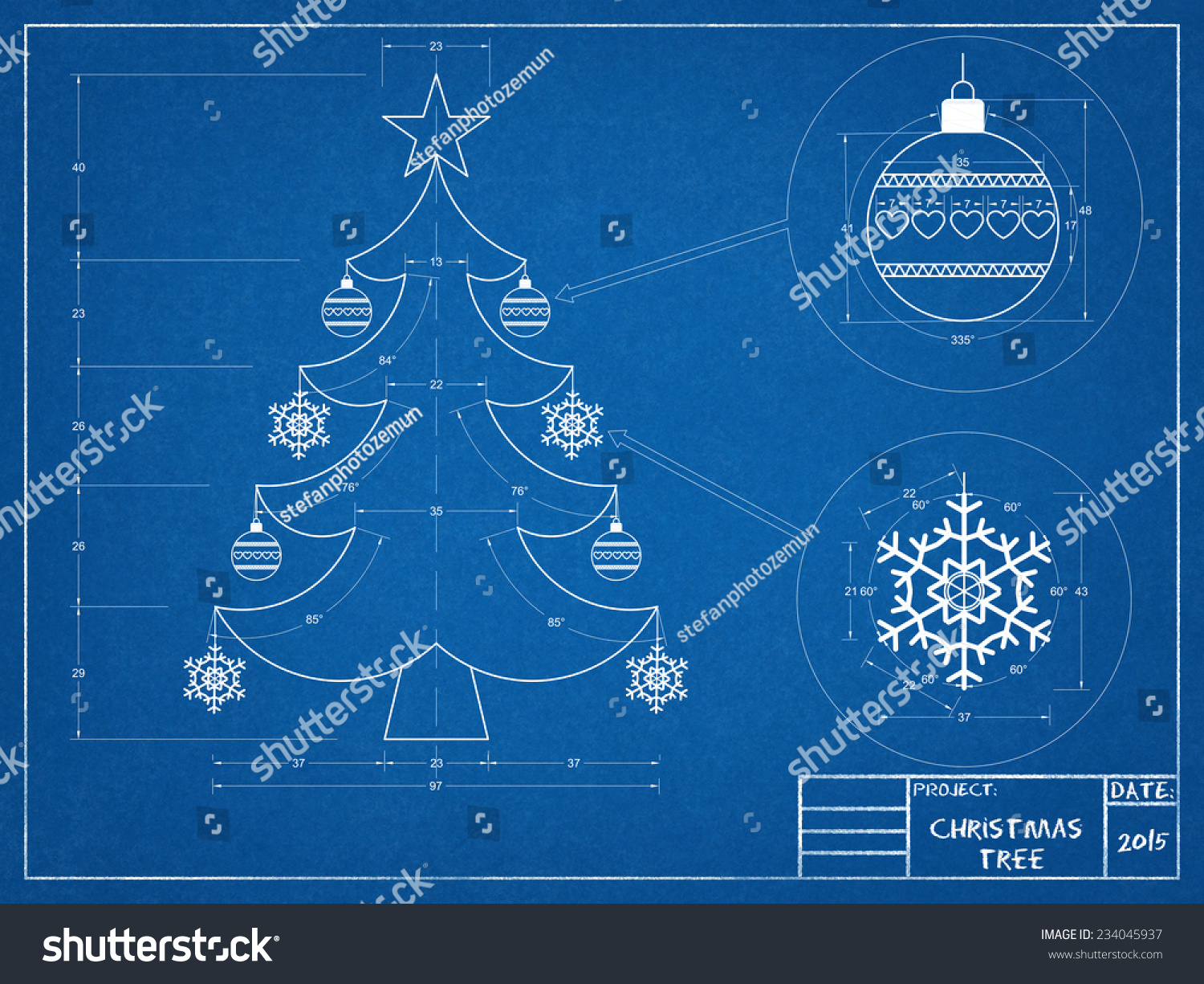 Christmas Tree Blueprint Stock Illustration 234045937