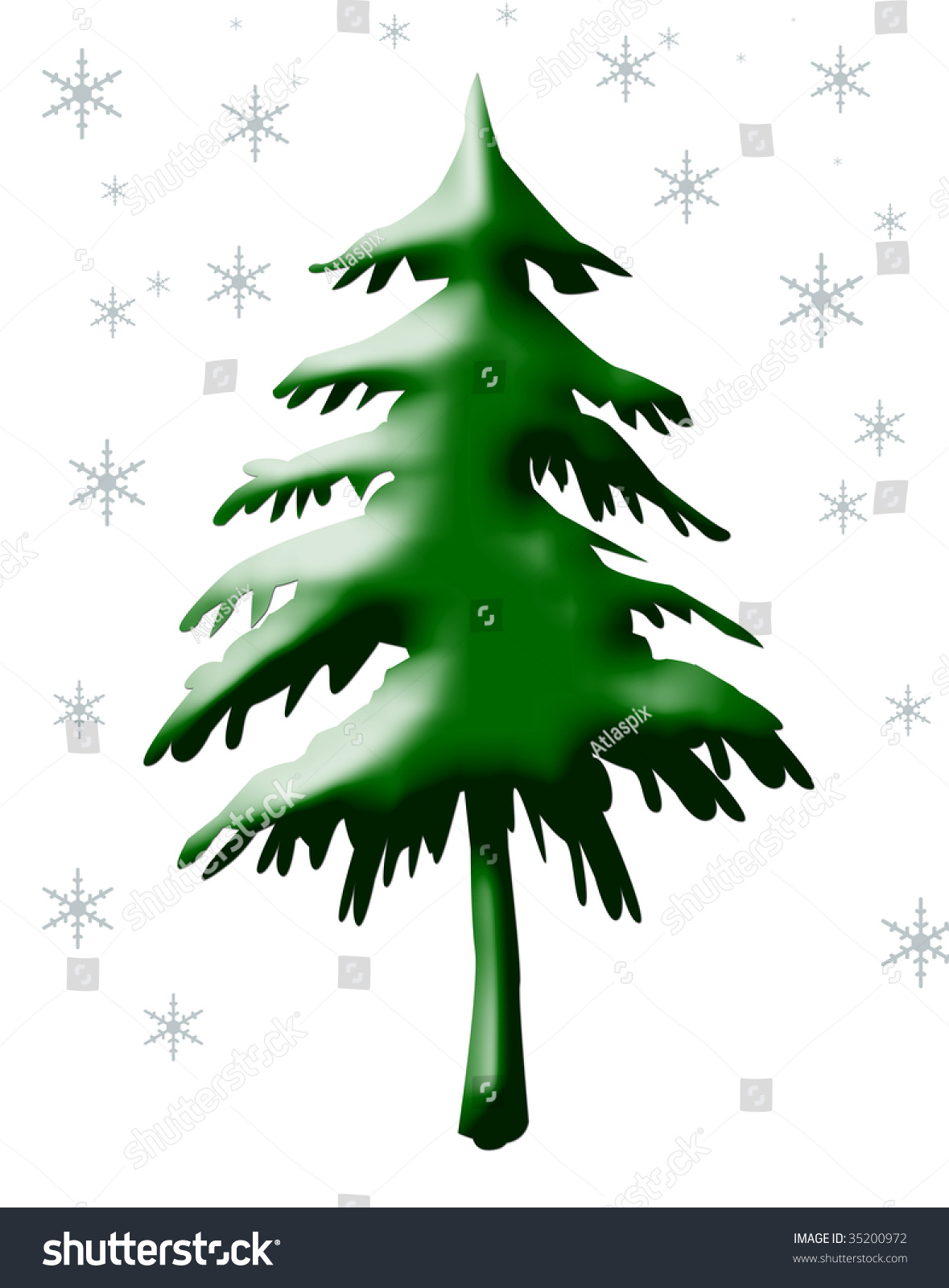 Christmas Tree Isolated On White Background. Stock Photo 35200972