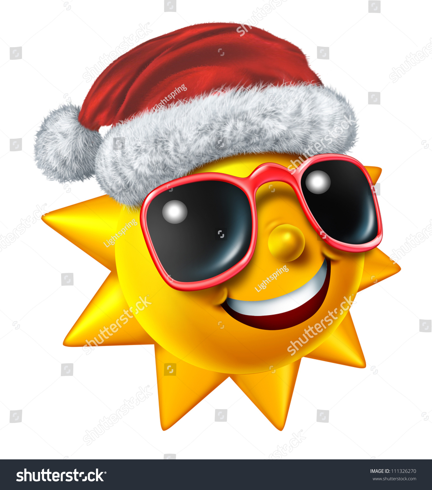 Christmas Vacation Symbol Smiling Hot Sun Stock Illustration 111326270