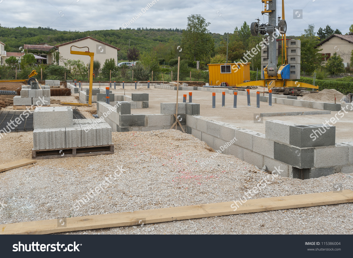 Cinder Block House Construction Stock Photo 115386004 : Shutterstock