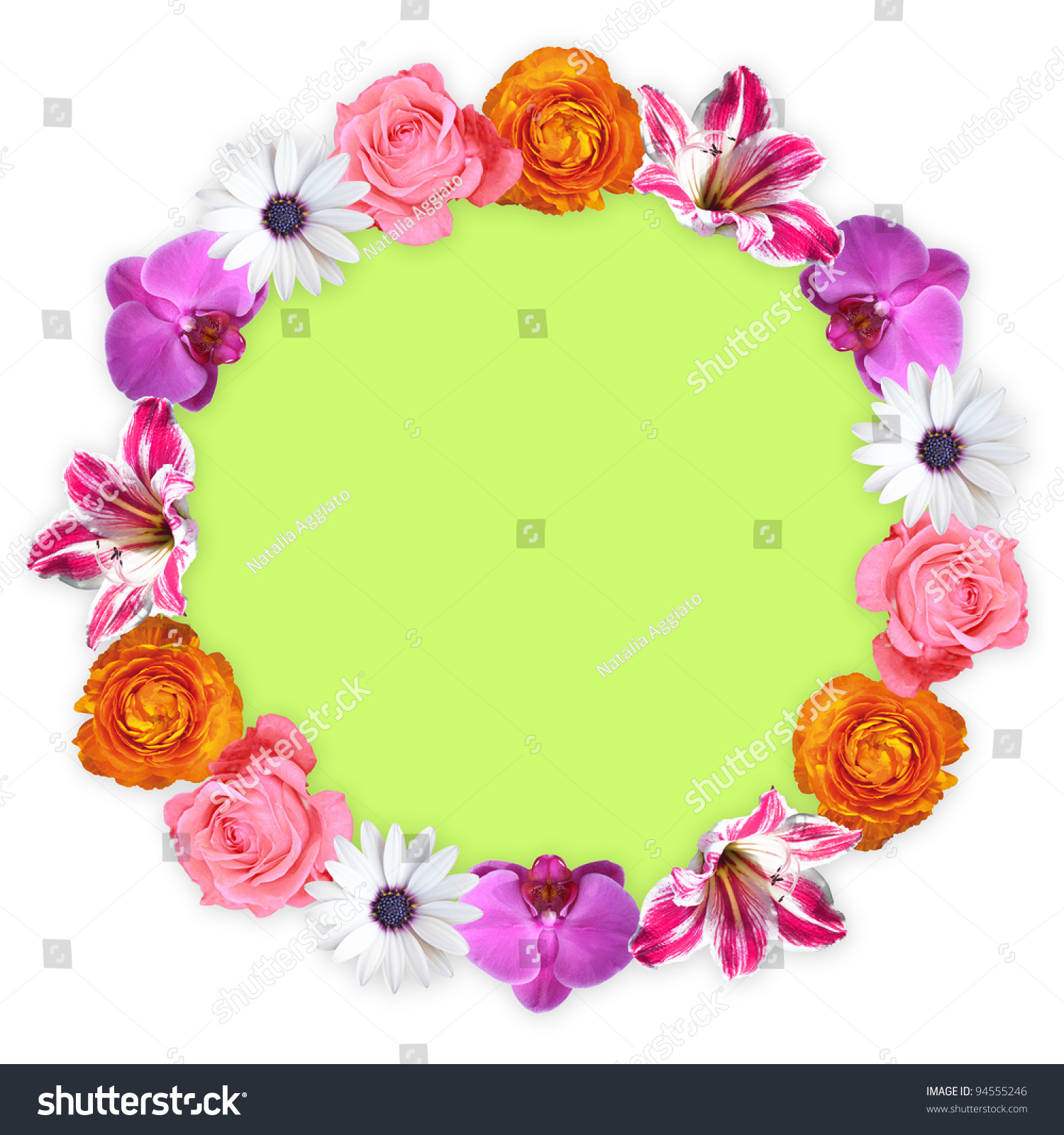 Circle Of Colorful Flowers Stock Photo 94555246 : Shutterstock