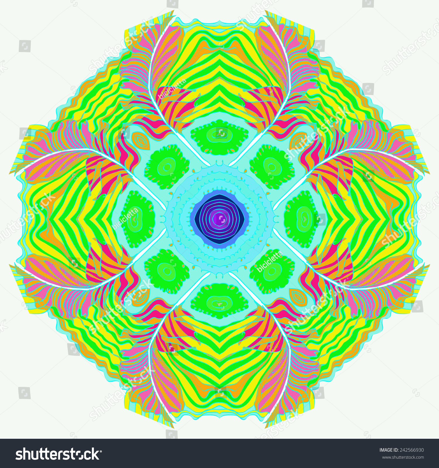 Circular colored feathers ornament on a white background Hand drawn Circular colored feathers ornament on a white background Hand drawn
