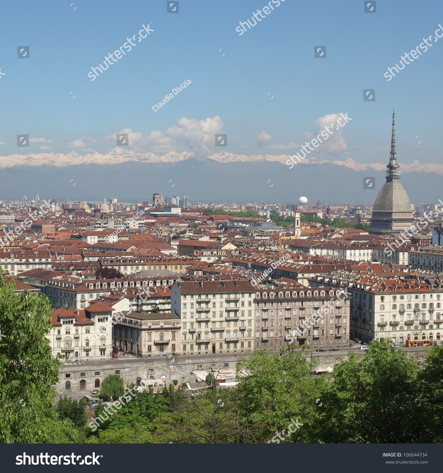 City Of Turin (Torino) Skyline Panorama Seen From The Hill Stock Photo ...