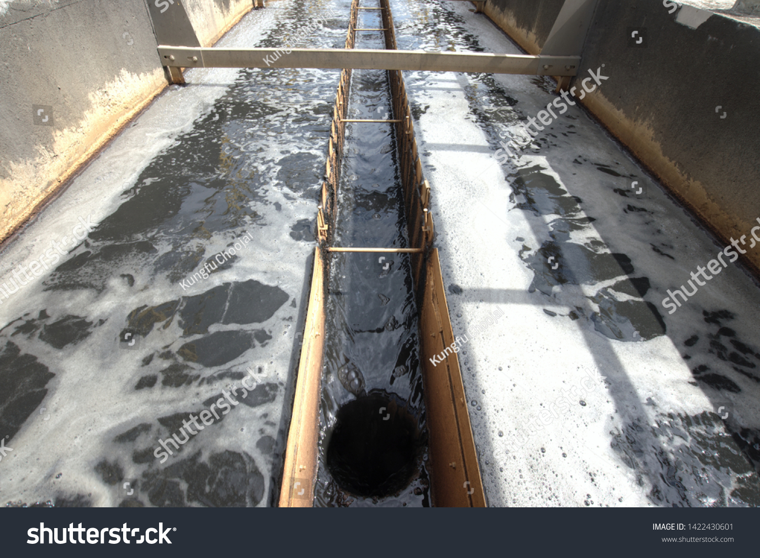 Clarifier Cisterns System Effluent Wastewater Treatment Stock Photo