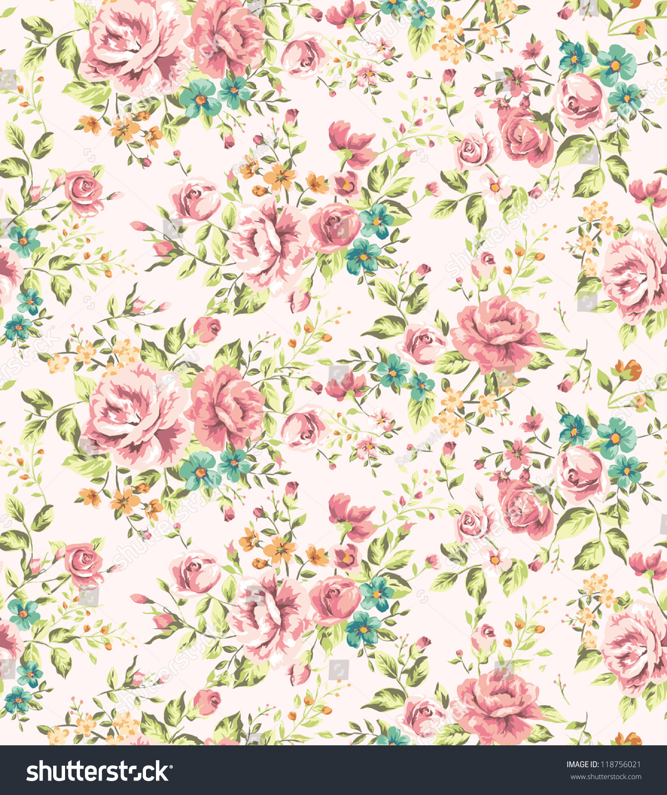 Classic Wallpaper Seamless Vintage Flower Pattern Stock Illustration 118756021 Shutterstock 3966