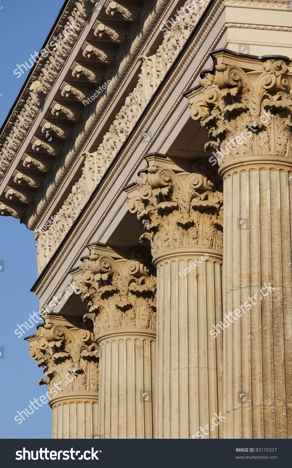 Classical Architecture Detail With Entablature And Corinthian Columns