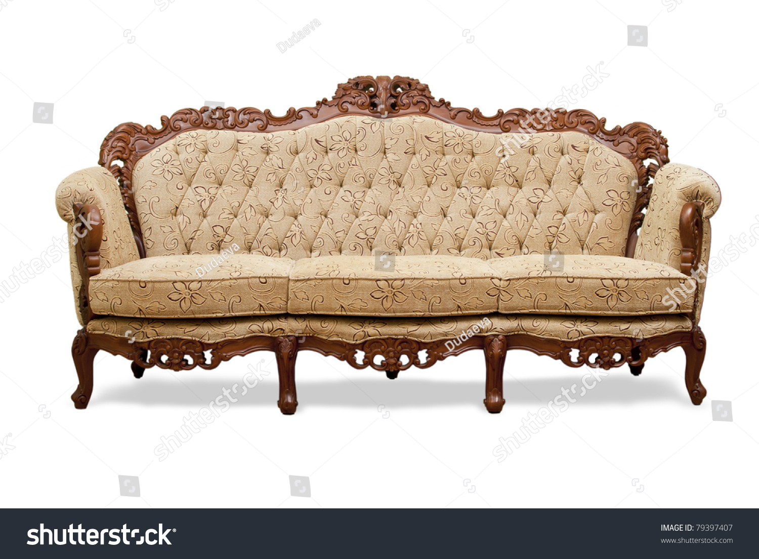 Classical Carved Wooden Sofa Upholstered Leather Stock Photo 79397407 Shutterstock