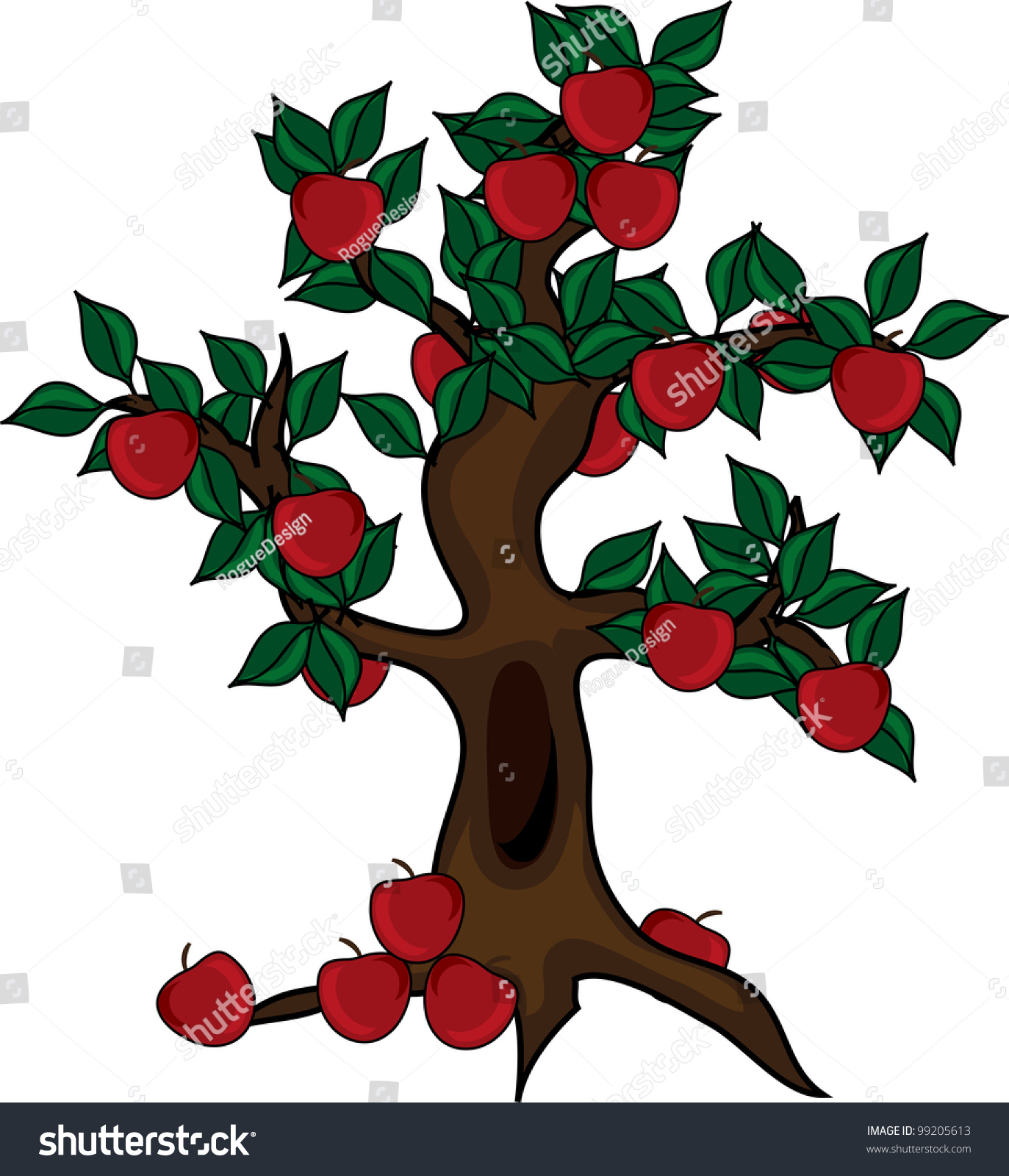 Clip Art Illustration Of An Apple Tree. - 99205613 : Shutterstock