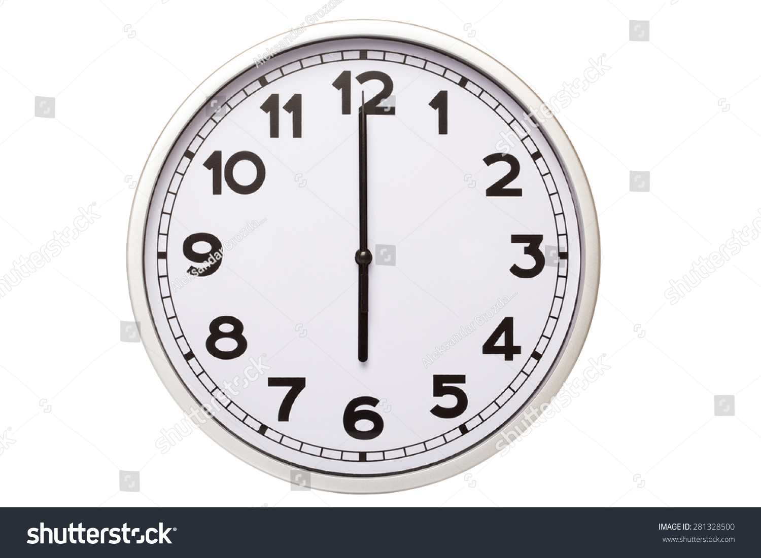 Clock At 6 O'Clock Stock Photo 281328500 : Shutterstock