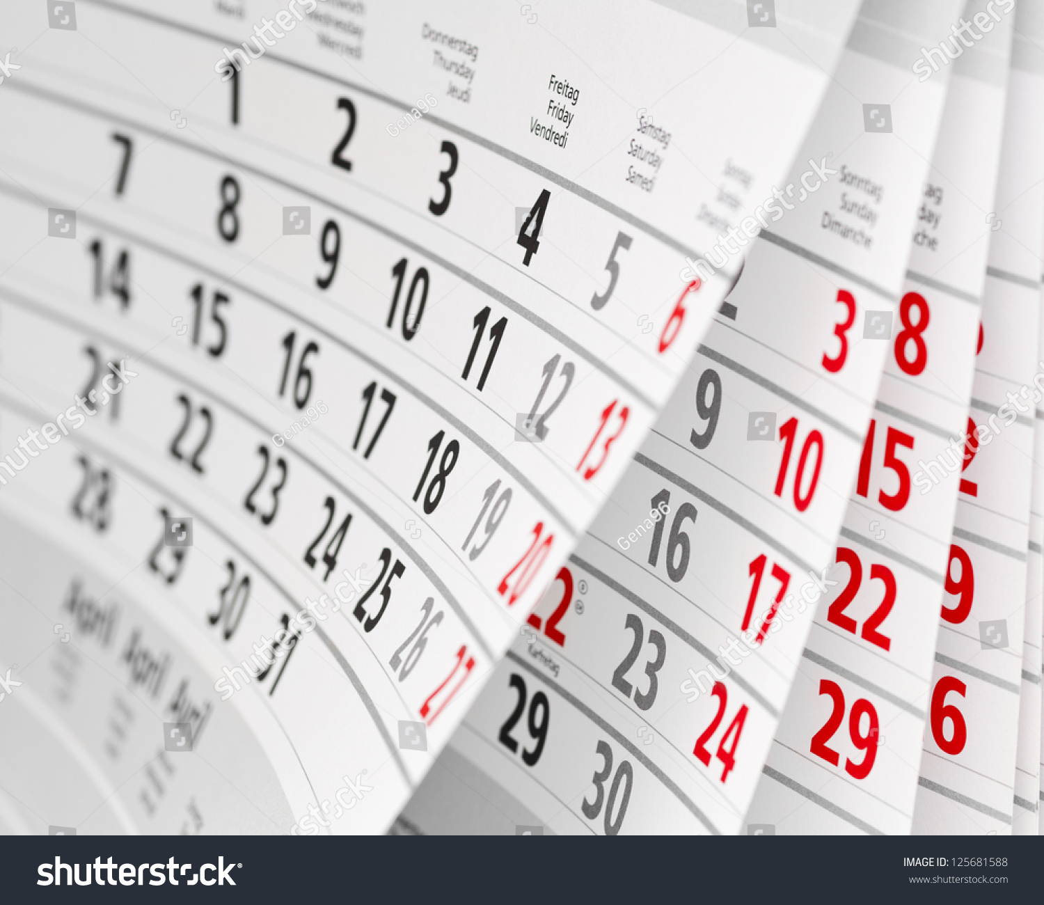Close Up A Calendar Page Stock Photo 125681588 Shutterstock
