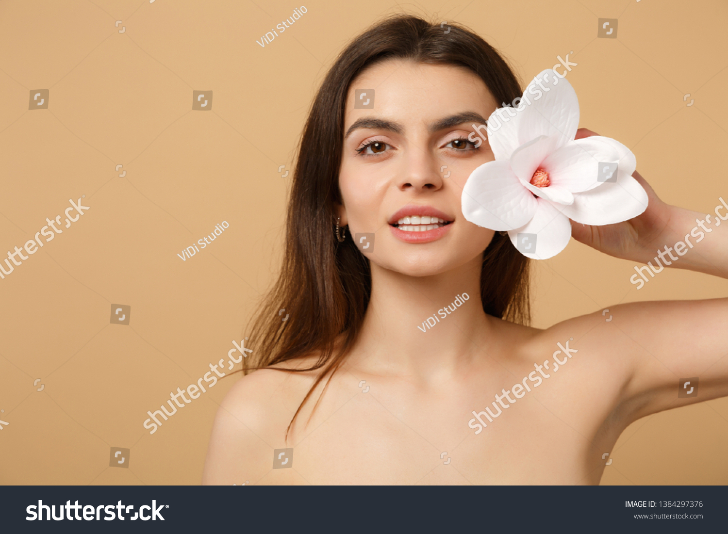 Close Brunette Half Naked Woman S Stock Photo Shutterstock