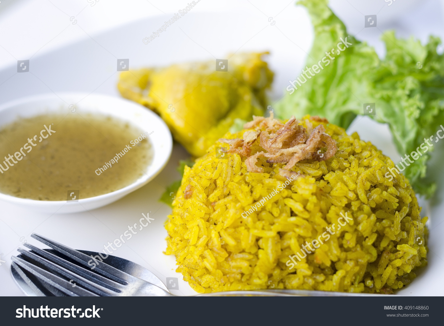 Close Chicken Biryani Green Chutney Stock Photo 409148860 Shutterstock