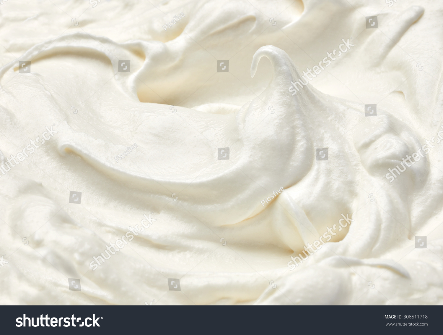 Close Up Of A White Whipped Or Sour Cream On White Background Stock