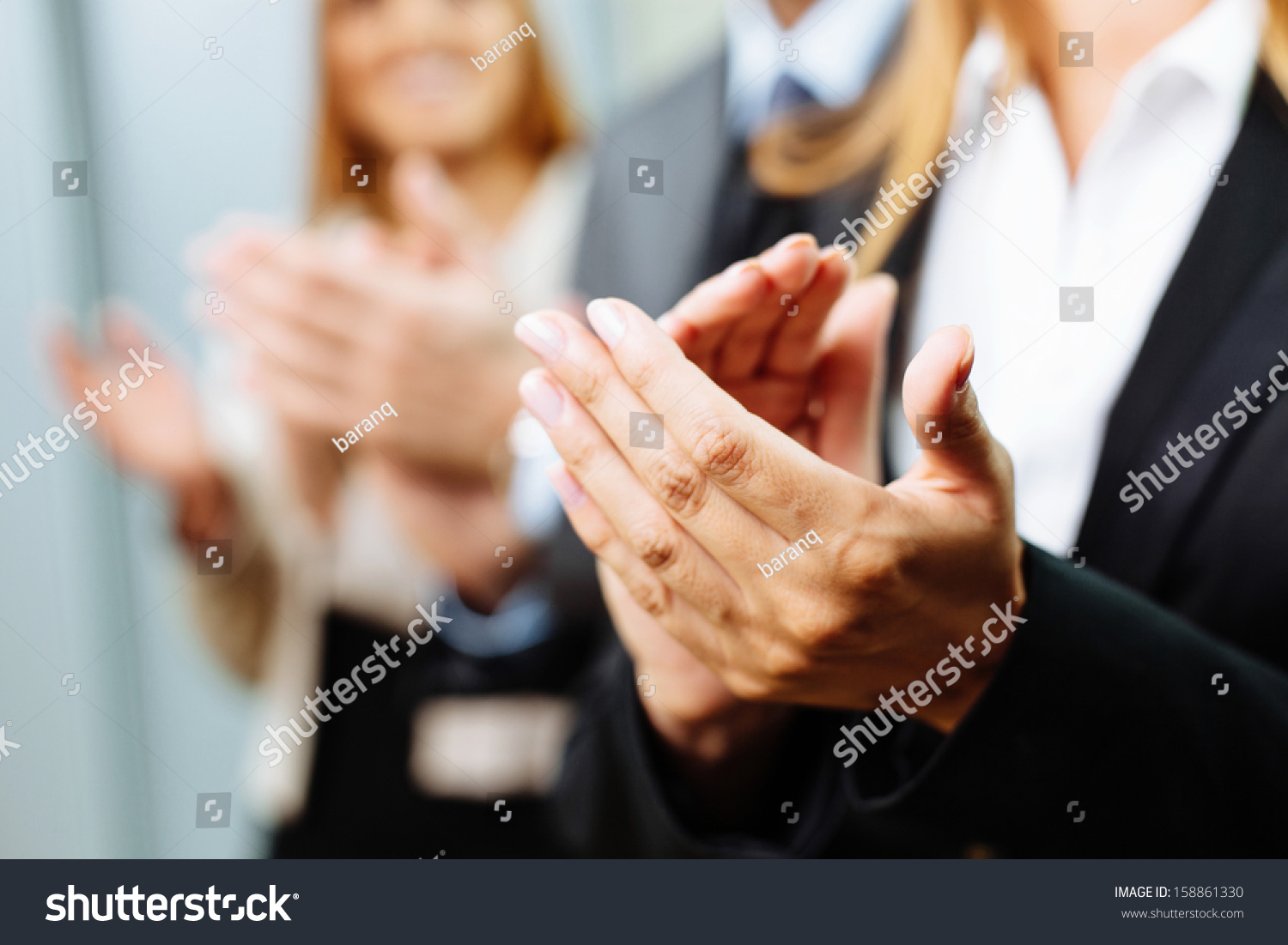 Closeup Business People Clapping Hands Business Stock Photo 158861330