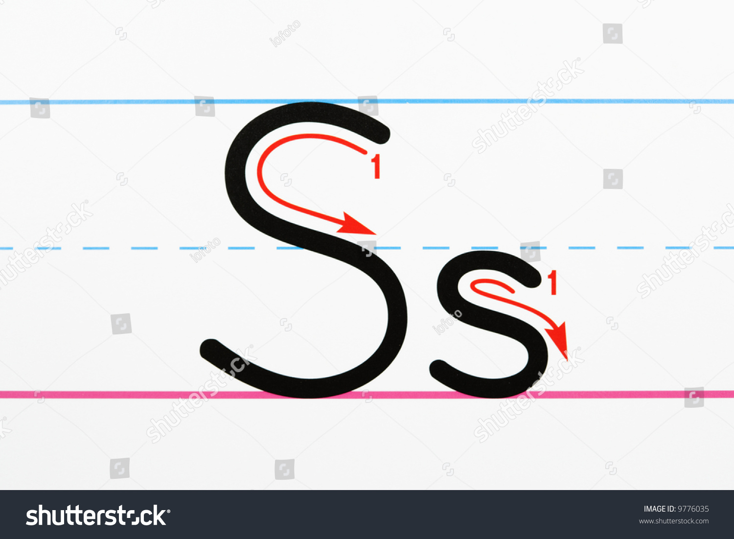 Close Up Of Letter S Handwriting Practice Page Stock Photo 9776035 