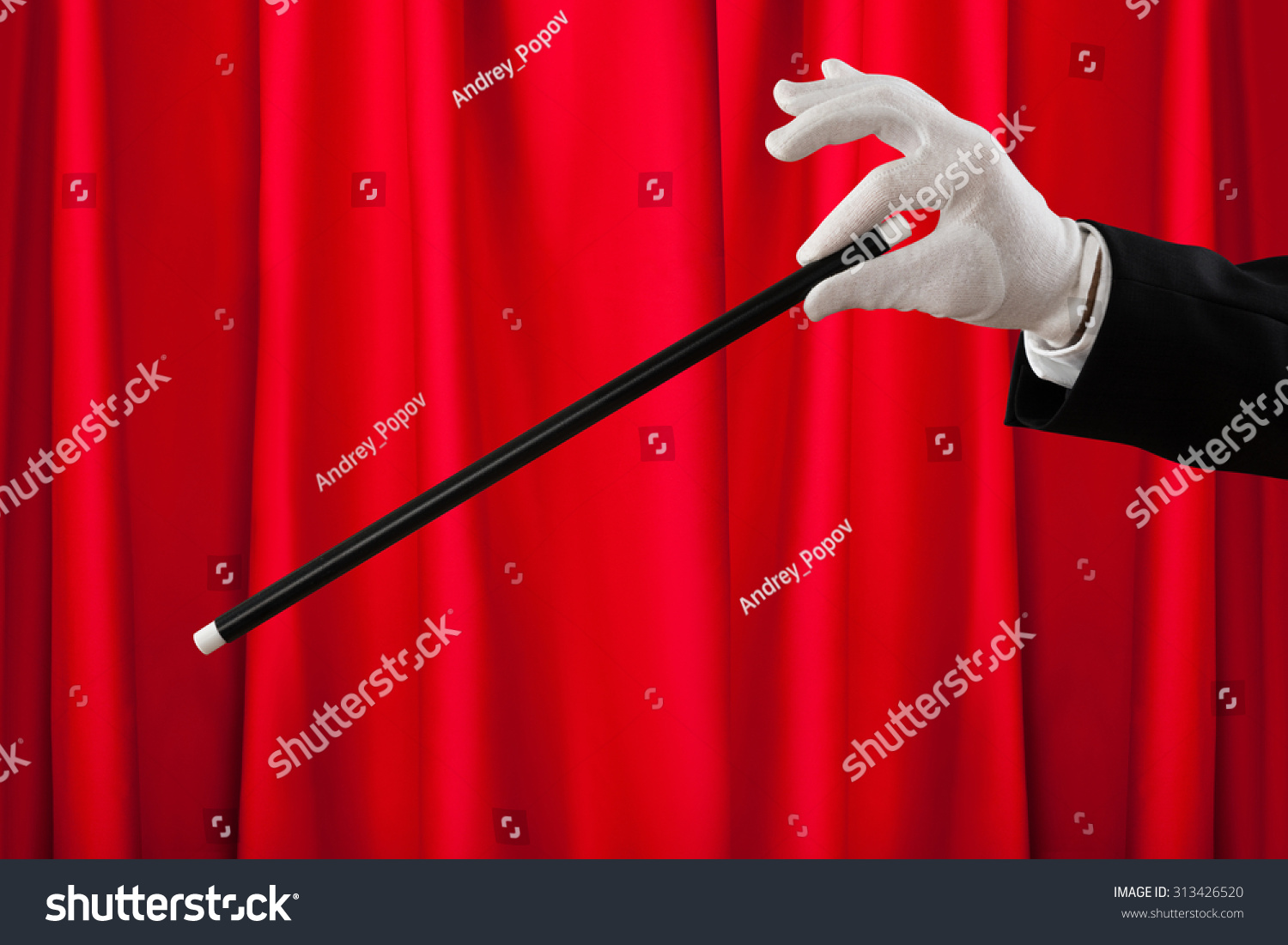 Closeup Magician Hands Magic Wand Showing Stock Photo 3134