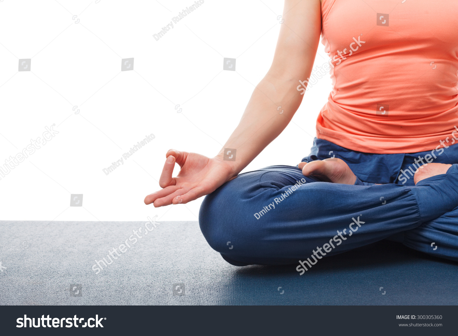 Close Up Of Of Yogini Woman In Yoga Asana Padmasana (Lotus ...