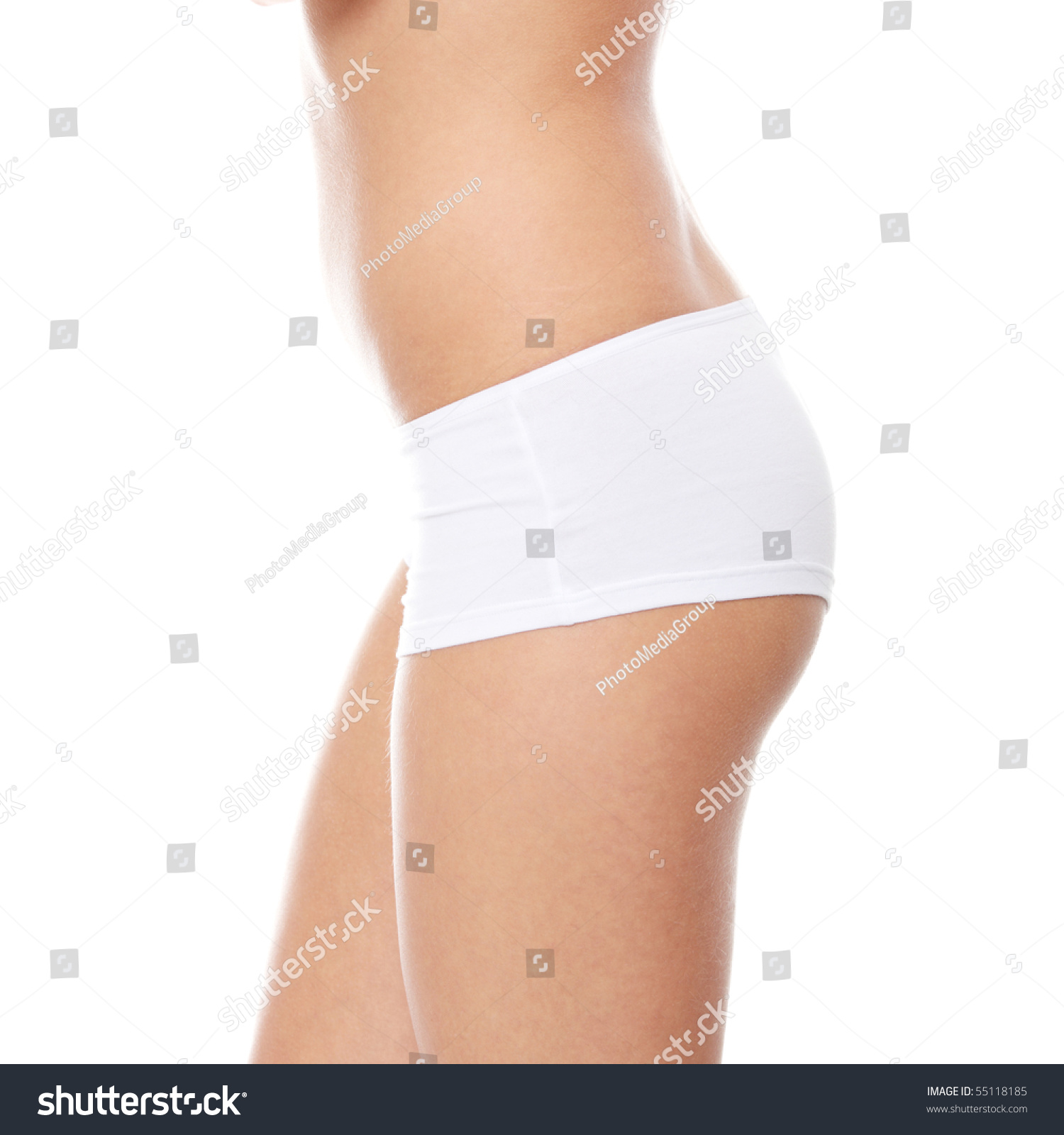 Close Up Photo Of A Side View Of The Female Body Isolated On White