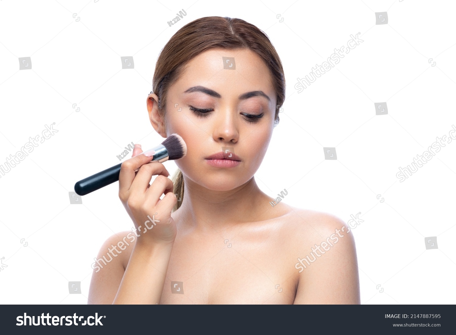 Close Portrait Beautiful Half Naked Woman Stock Photo