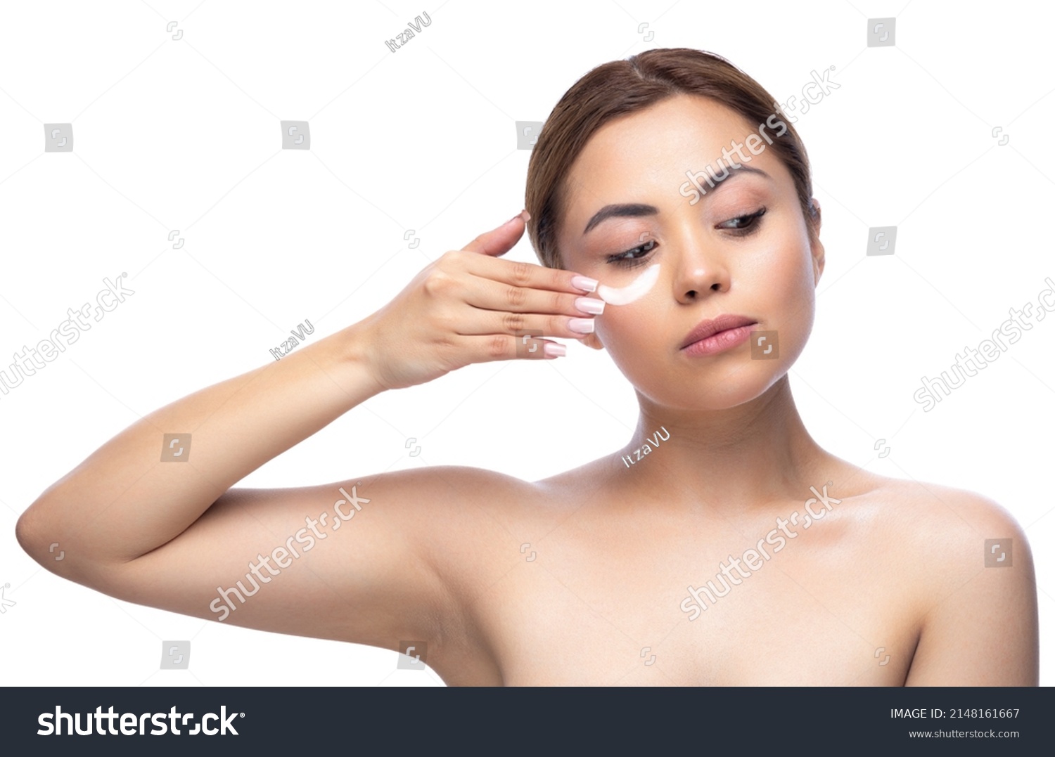 Close Portrait Beautiful Half Naked Woman Stock Photo