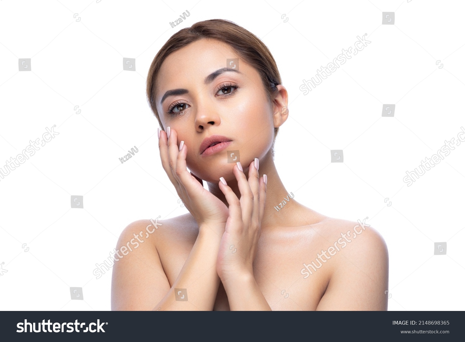 Close Portrait Beautiful Half Naked Woman Stock Photo 2148698365