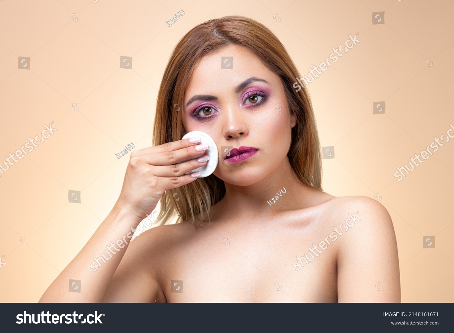 Close Portrait Beautiful Half Naked Woman Stock Photo 2148161671