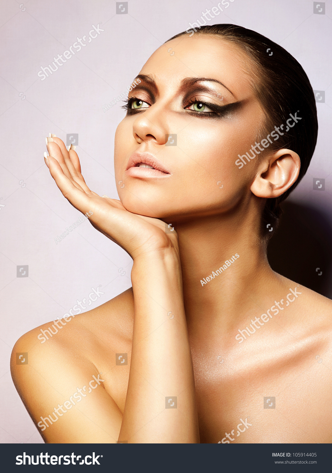 Close Up Portrait Of Brunette Woman W