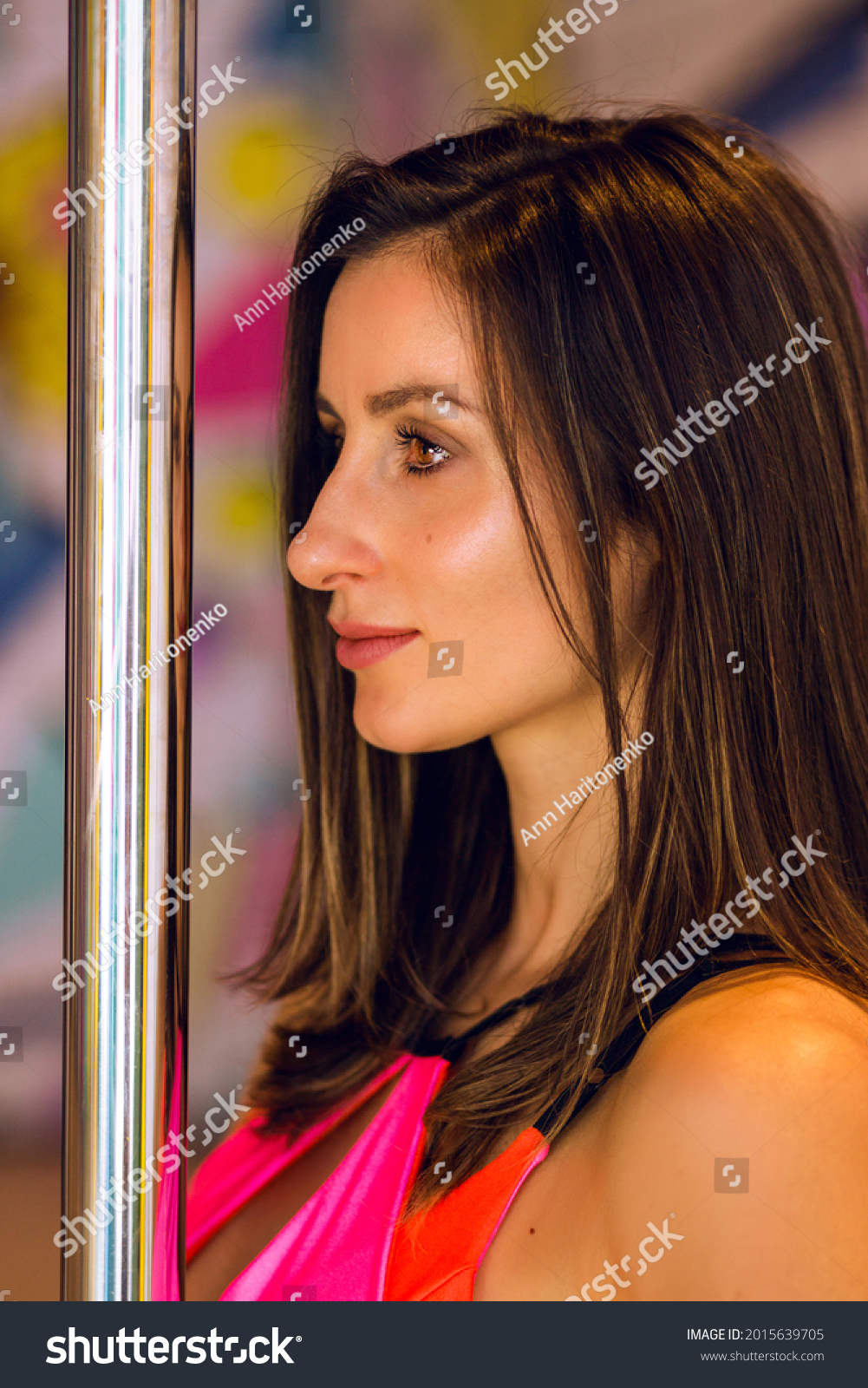 Close Portrait Sexy Brunette Woman Posing Stock Photo 2015639705