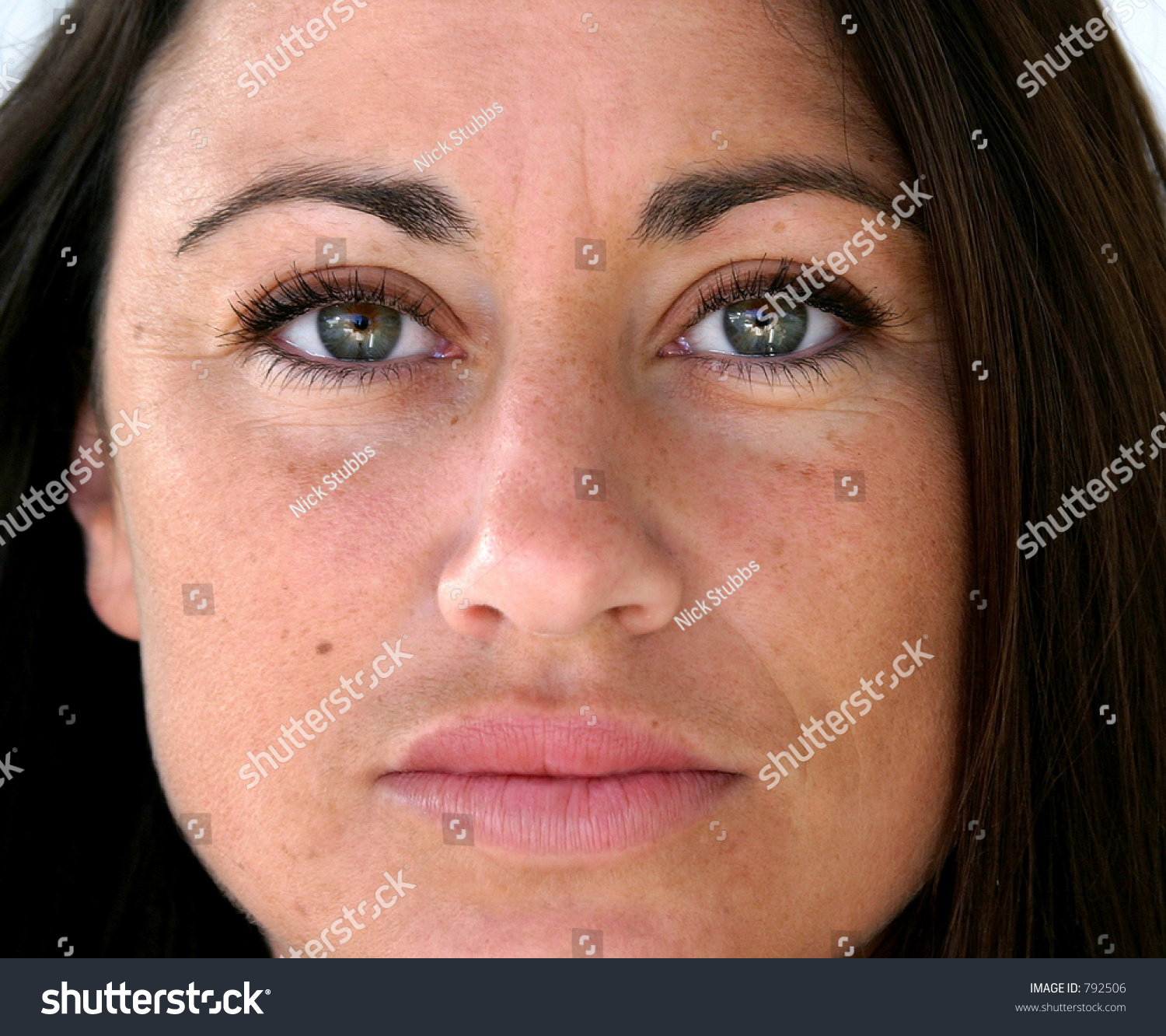 Close Up Shot Of Face Of Attractive Spanish Woman Wit