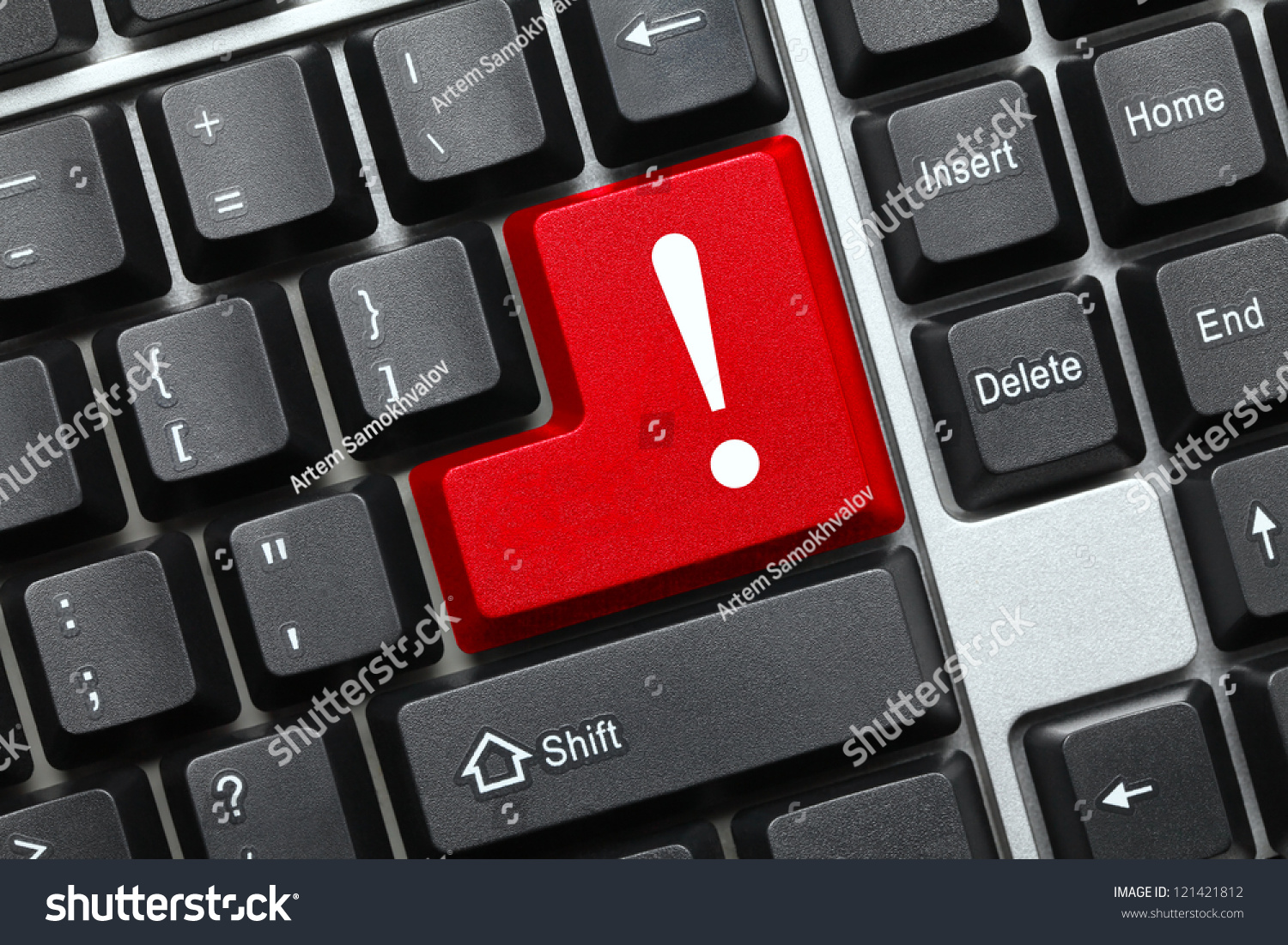 Close View On Conceptual Keyboard Attention Stock Photo 121421812