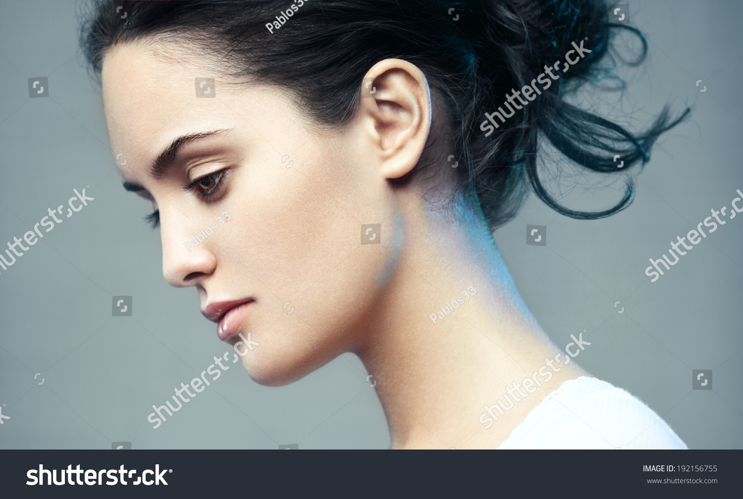 Closeup Beauty Portrait Young Beautiful Brunette Stock Photo 192156755 ...