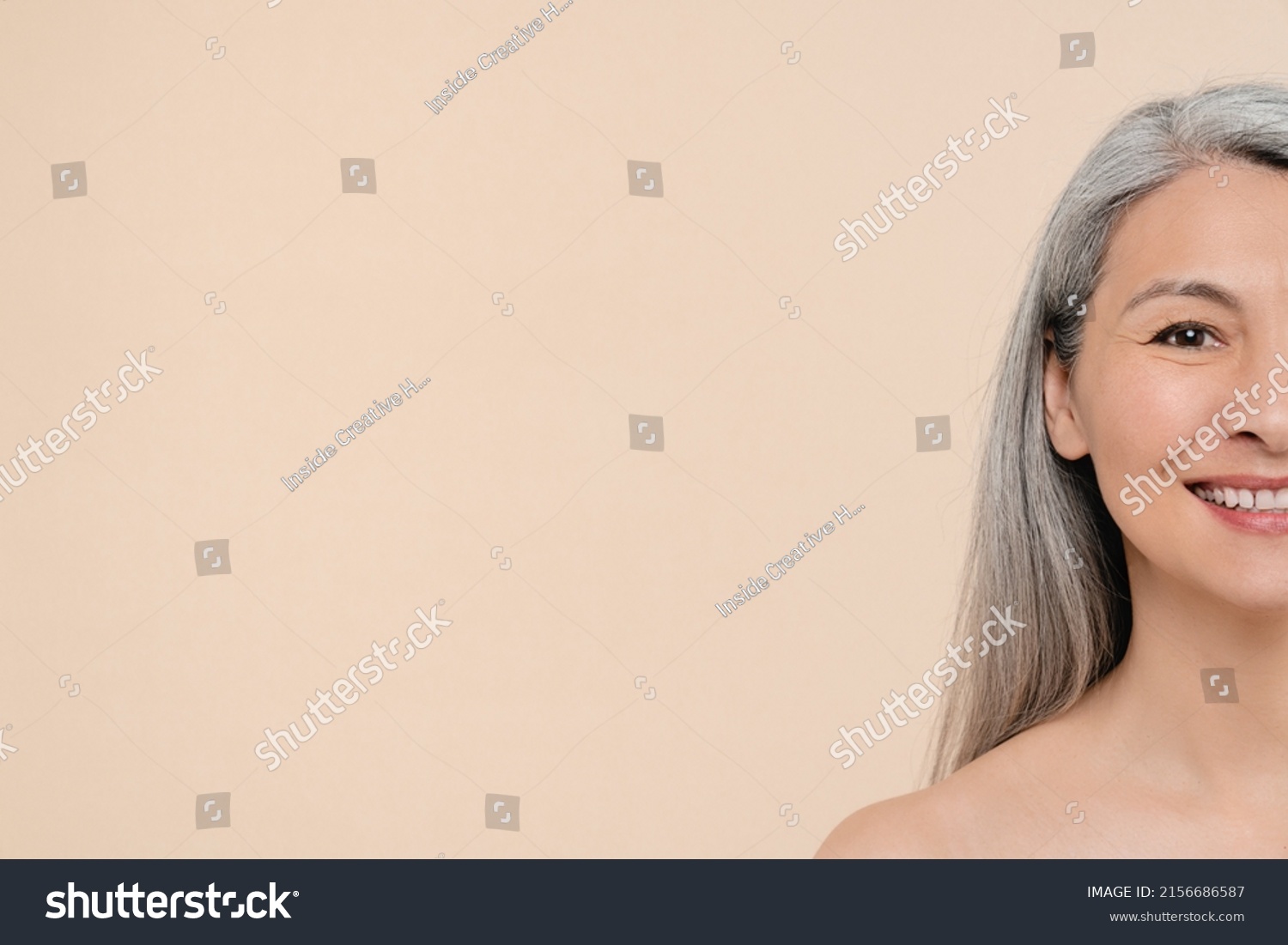 Closeup Halfcropped Portrait Mature Middleaged Shirtless Stock Photo