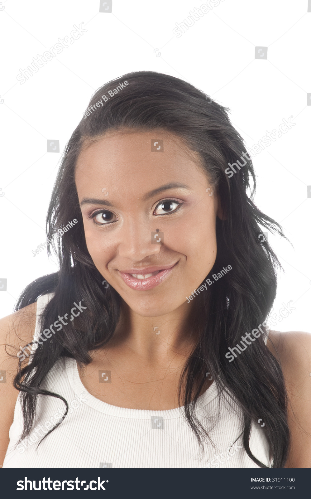 Portrait Smiling African American Woman White Stock Photo (Edit Now