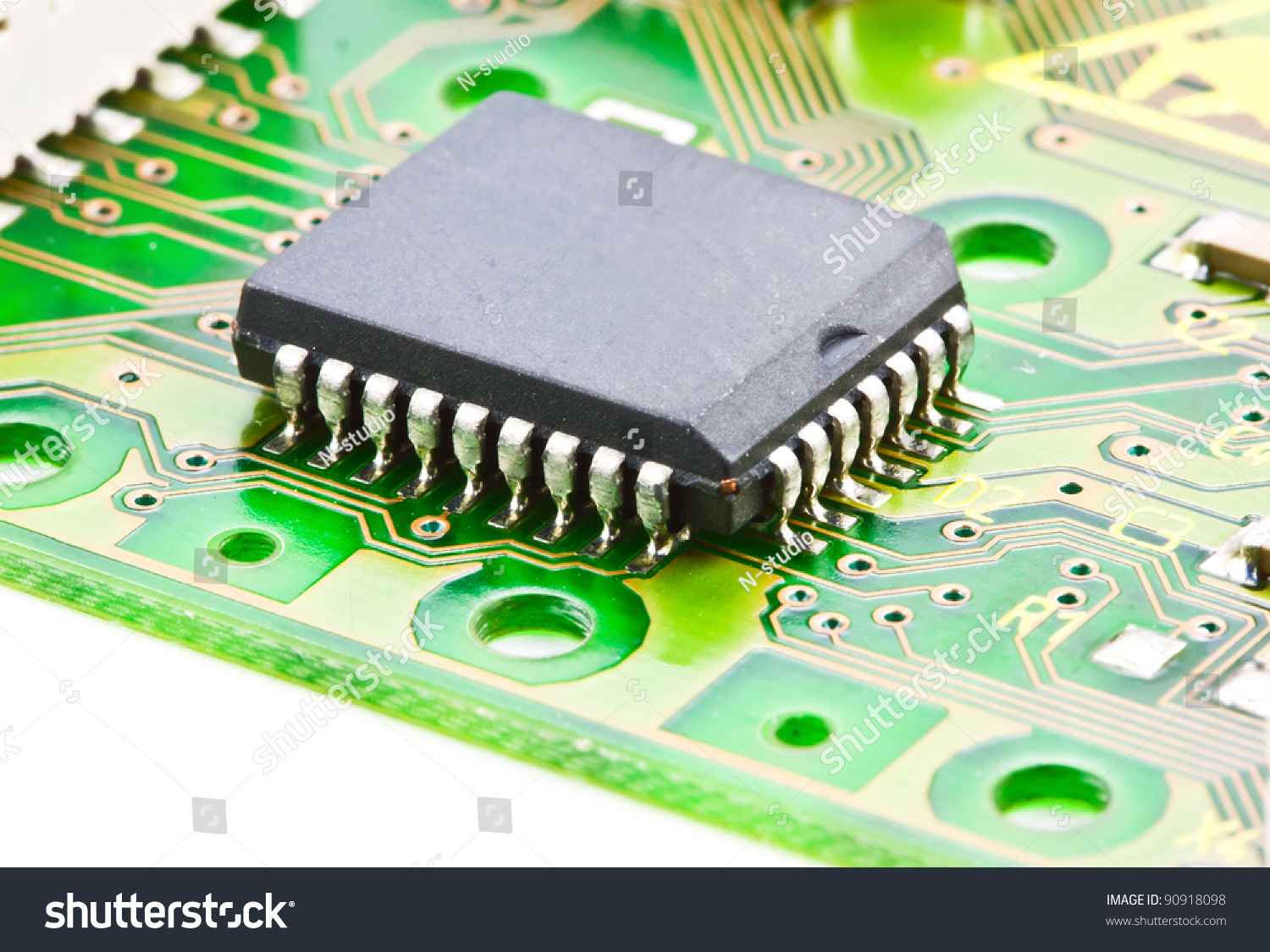 Closeup Electronic Integrated Circuit Chip Stock Photo 90918098