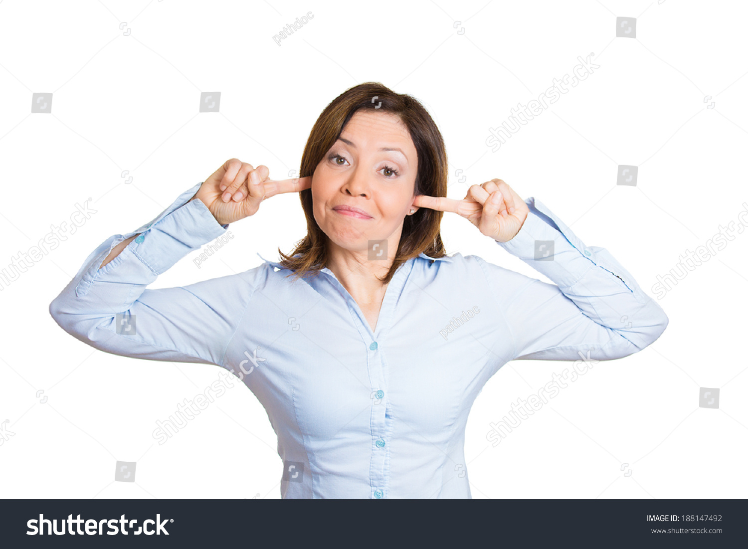 Closeup Portrait Mature Woman Covering Closed Stock Photo 188147492 ...