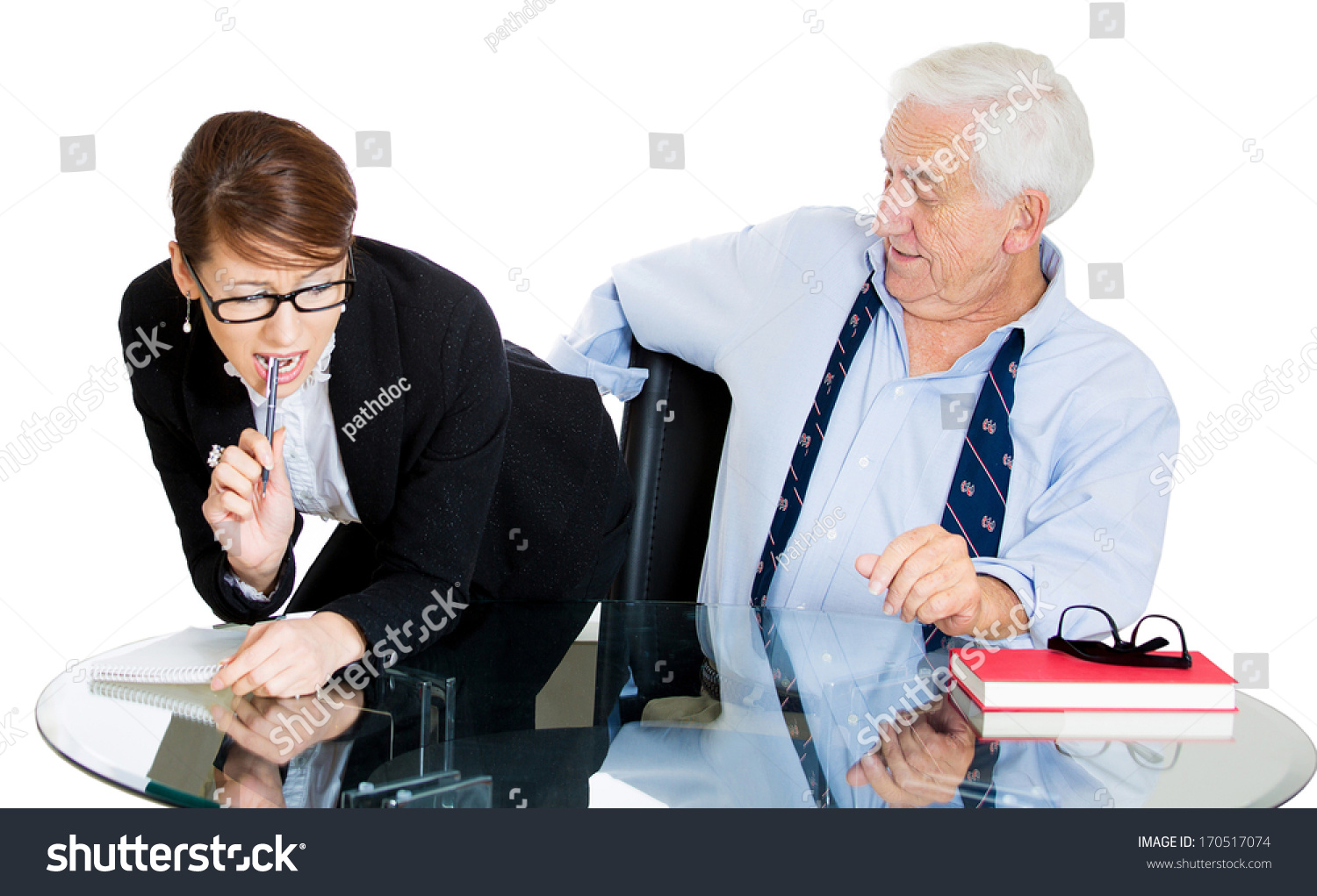 Old man and young secretary | Hot photos) Old man and young secretary