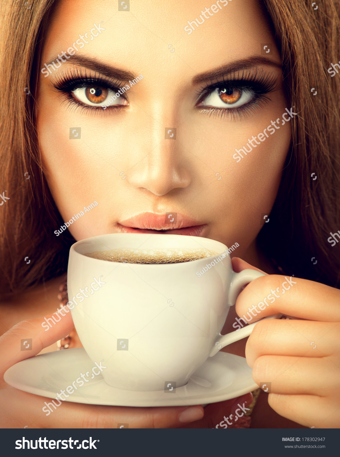 Coffee Beautiful Sexy Girl Drinking Tea Or Coffee Beauty Model Woman With The Cup Of Hot 