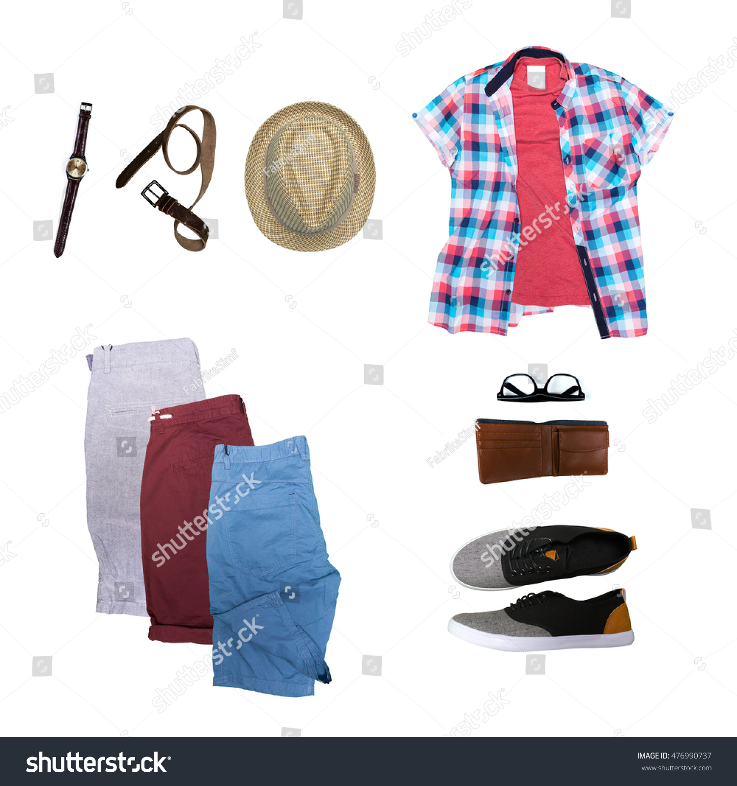 Collage Mens Clothing Isolated White Background Foto De Stock 476990737