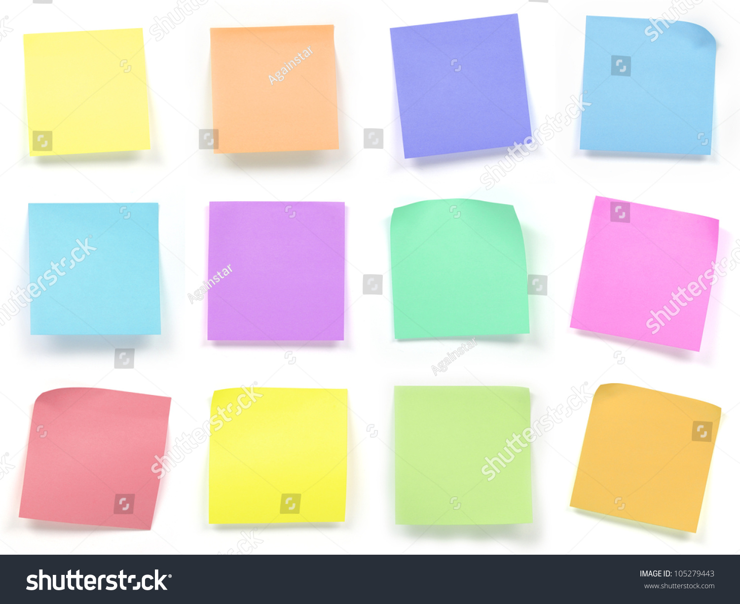 Collection Of Colorful Post It Paper Note Stock Photo 105279443