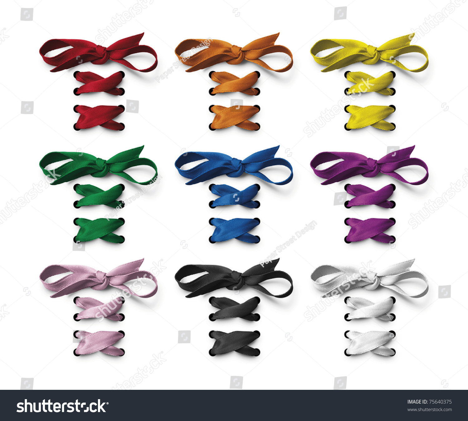 Collection Of Different Colored Bows Collection Of Different Colored Ribbons Bows Stock Photo