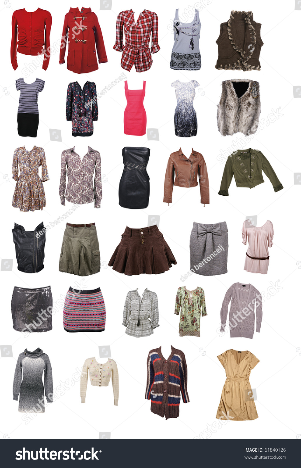 Collection Of Different Types Of Woman Clothing Stock ...