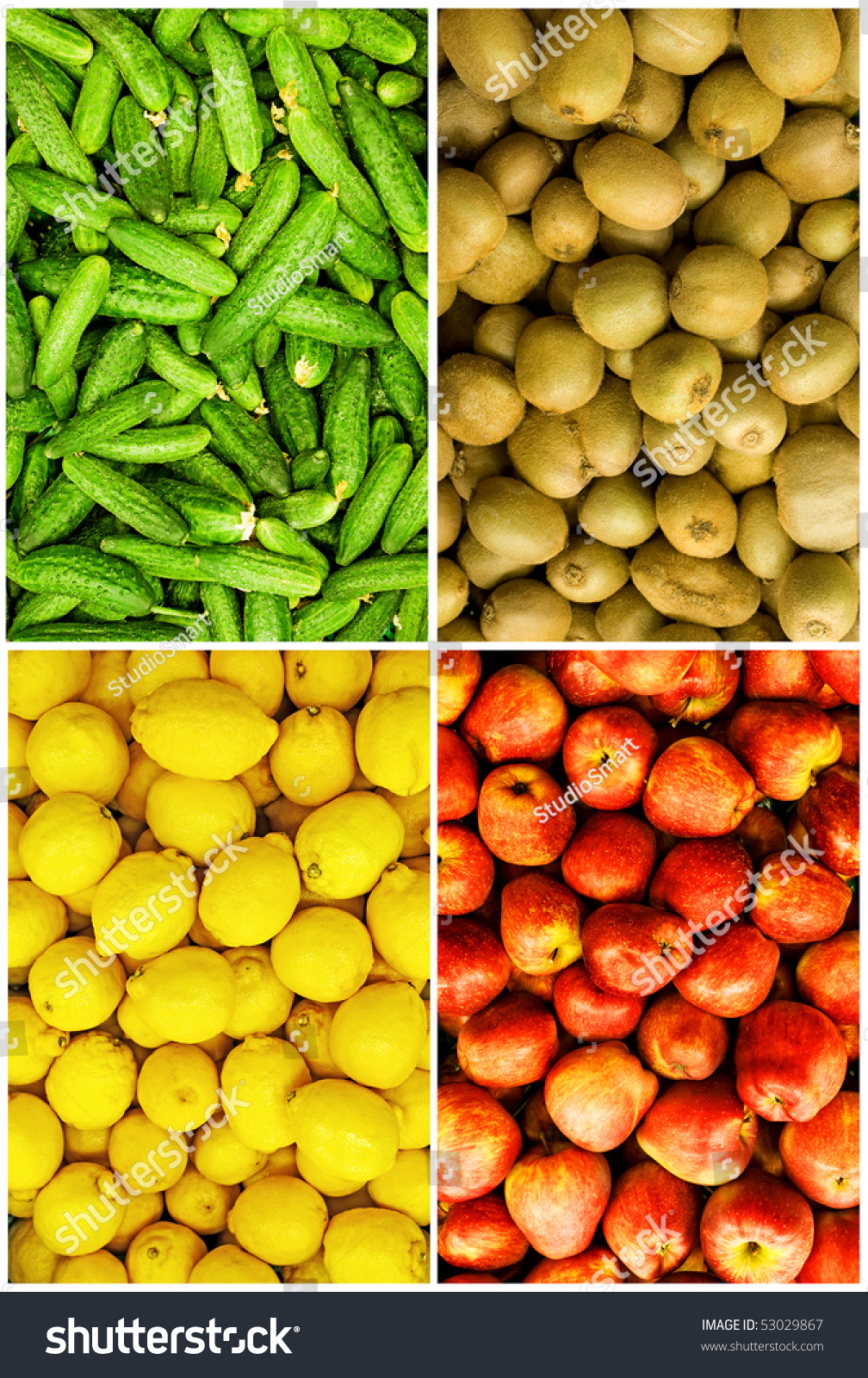 Collection Of Fruit And Vegetable Backgrounds Stock Photo 53029867