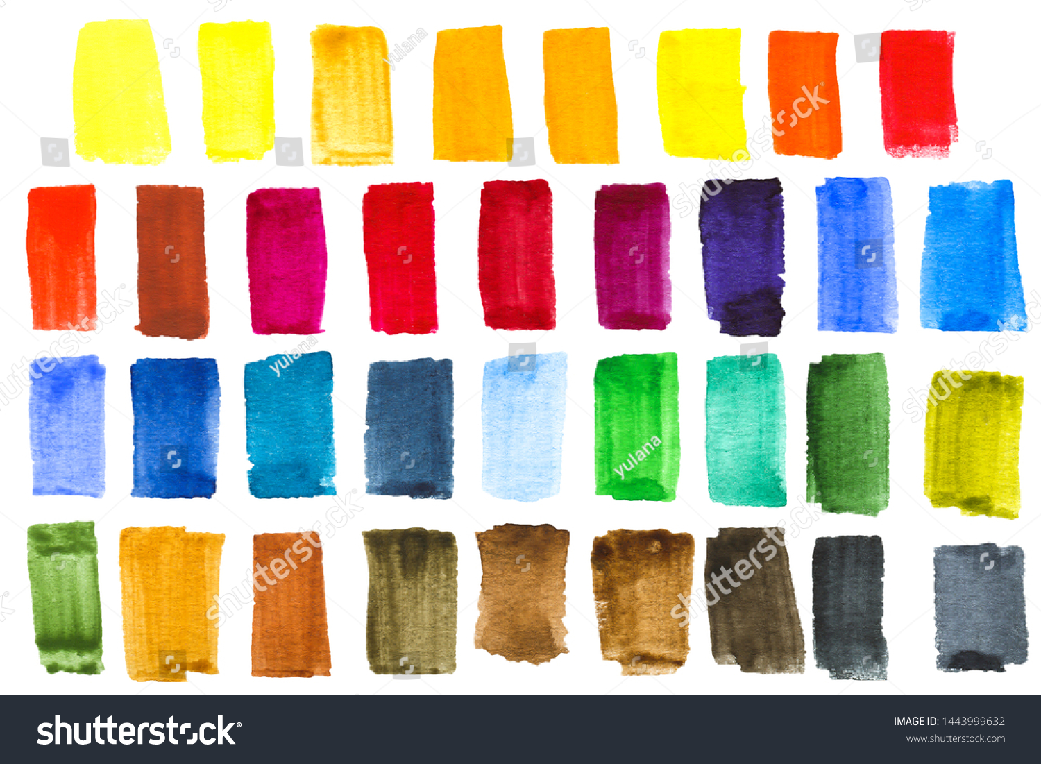 Color Chart Samples Watercolour Brush Strokes