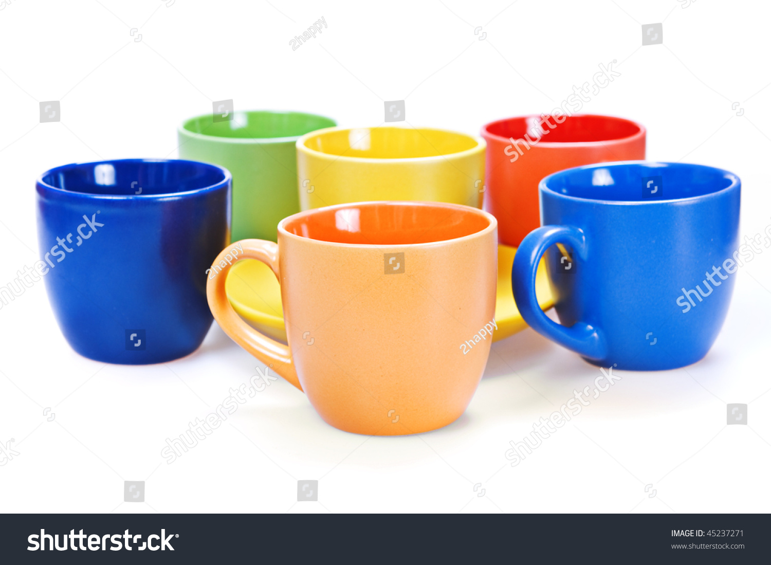 Color Cups Isolated On White Background. Stock Photo 45237271 