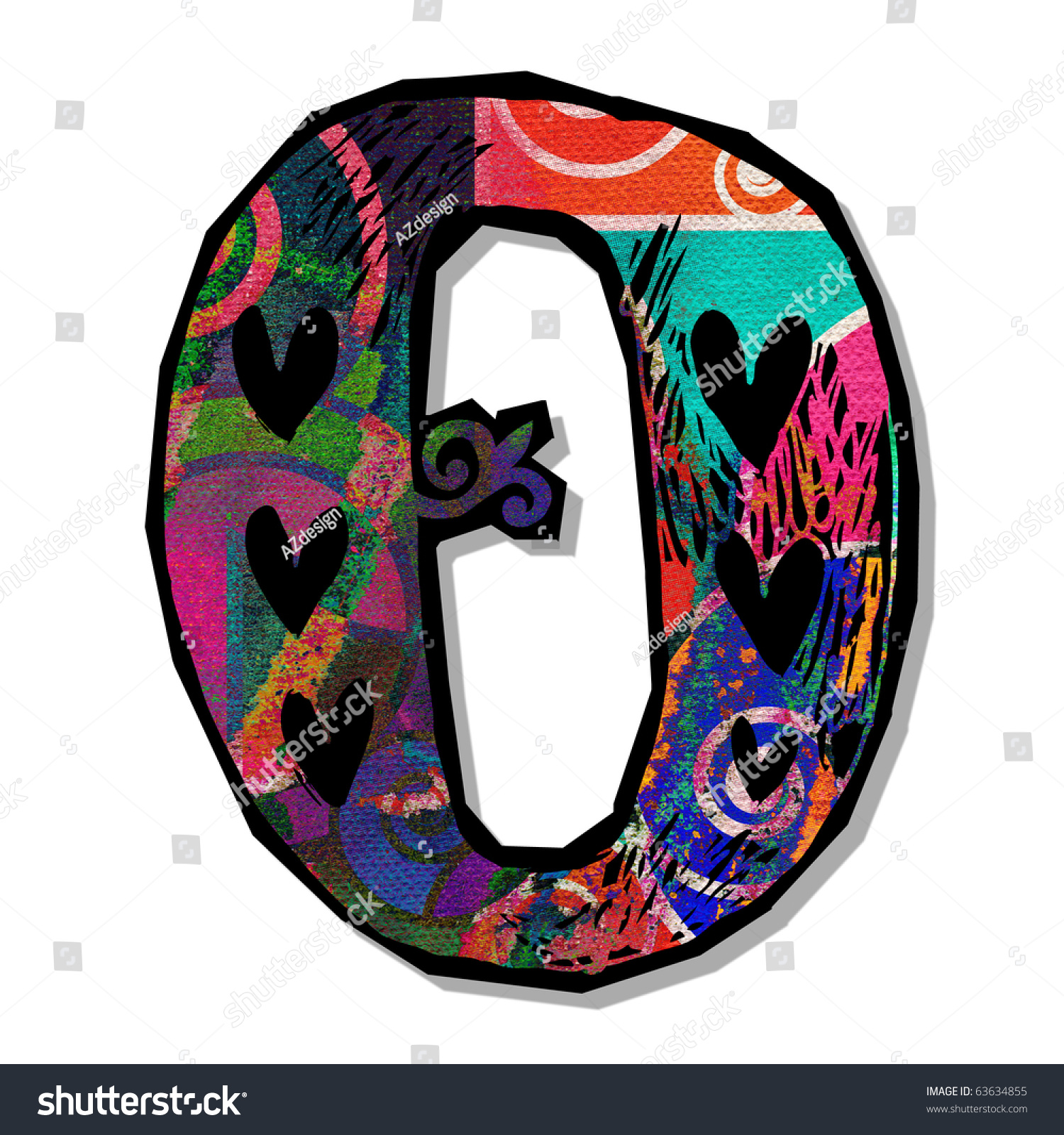 Colorful Alphabet Hand Drawn Letter O Stock Illustration 63634855